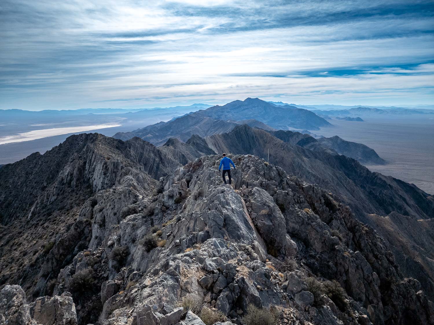 Descending the Pahrump Point summit ridge